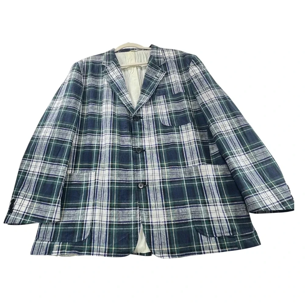 Vintage Tommy Hilfiger Plaid Sport Coat Blazer XL Union Made USA ACTWU Jacket